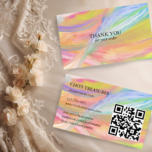 THANK YOU Minimalist Rainbow Textured Colourful  Business Card