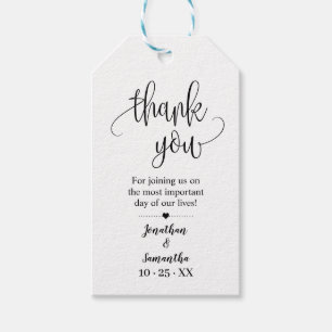Thank you minimalist wedding bridal shower favour gift tags
