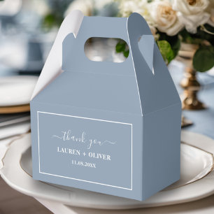 Thank You Minimalist Wedding Dusty Blue Favour Box
