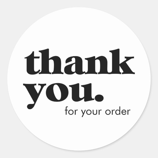 Thank You Minimalistic Small Business Packaging Classic Round Sticker (Front)