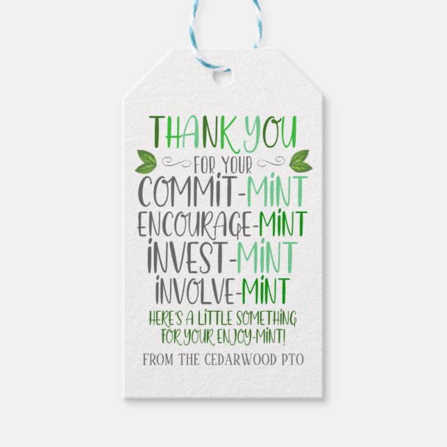 Thank You Mint Appreciation Tag (Front)