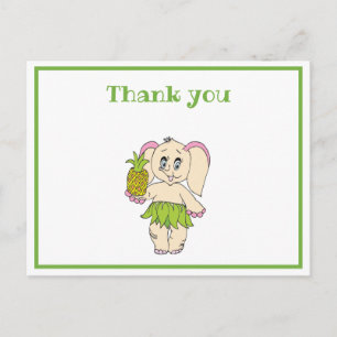 Thank You Mint  Floral Pinapple And Elephant Postcard