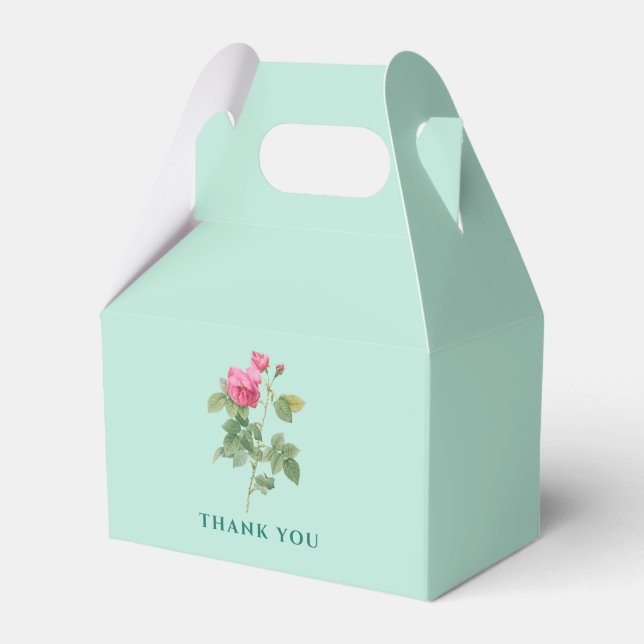Thank You Mint Green Floral Favour Box (Front Side)