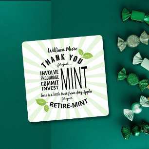 thank you mint retirement involvement commitment square sticker