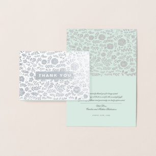 Thank You. Mint Silver Wedding Foil Card