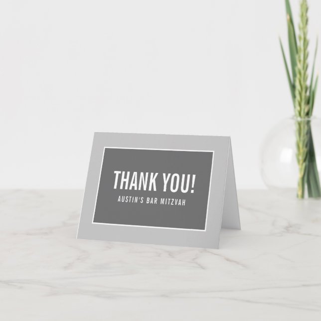 THANK YOU MITZVAH modern minimal geometric grey Card (Front)