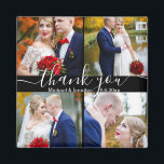 thank you,modern 4 photos wedding black magnet<br><div class="desc">elegant thank you, modern 4 photos wedding black magnet</div>