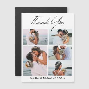 thank you modern 5 photos collage wedding magnet