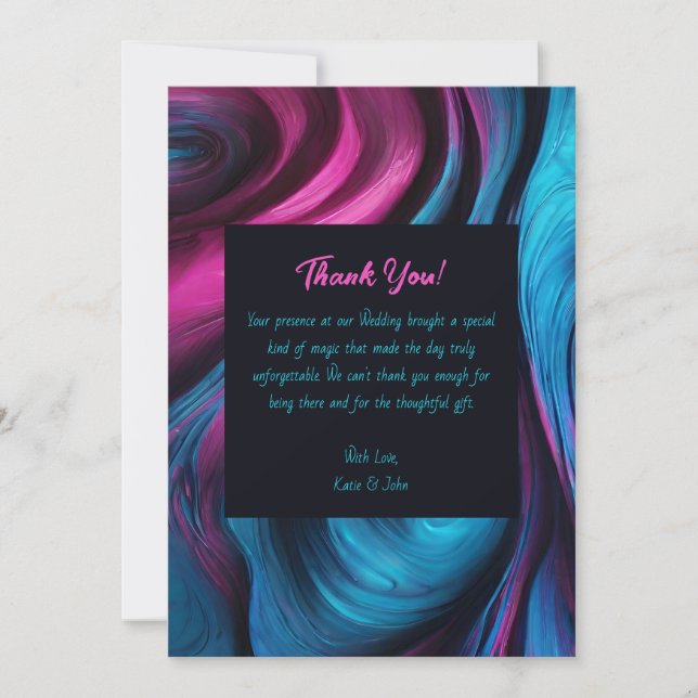 Thank You-Modern Abstract -Blue and Pink- Invitation (Front)