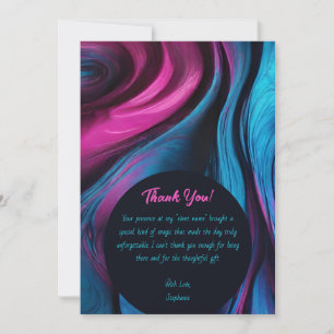 Thank You-Modern Abstract -Blue and Pink- Invitation
