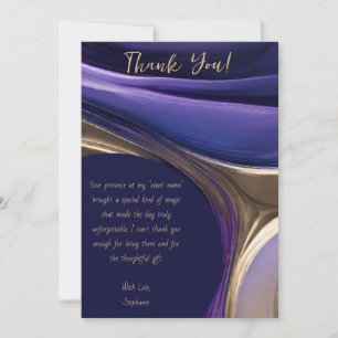 Thank You-Modern Abstract -Blue, Purple and Gold Invitation