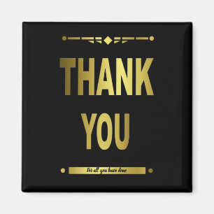 Thank You Modern Black Gold Typography Magnet