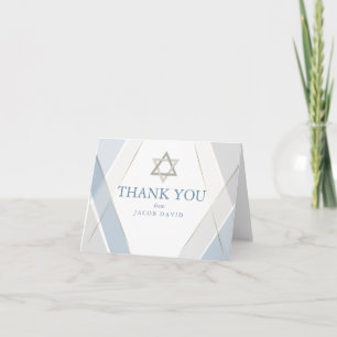 Thank You   Modern Blue and Gray Lines Bar Mitzvah Invitation