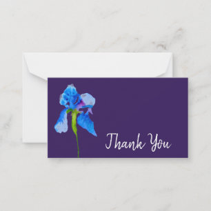 Thank You modern blue flower watercolor art Card