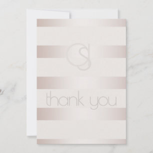 Thank you - Modern Blush Luminous Stripes Monogram Card