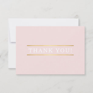 THANK YOU modern blush pale pink white gold detail Card