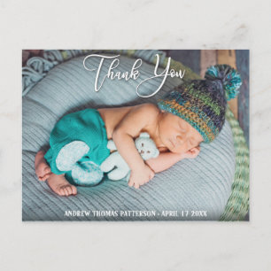Thank You   Modern Boho Baby Photo Postcard