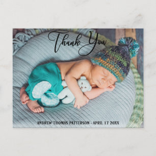 Thank You   Modern Boho Baby Photo Postcard