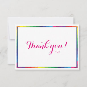 THANK YOU modern bright rainbow colours Card