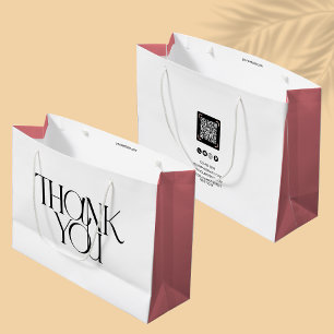 Thank You Modern Business   QR Code Pink Large Gift Bag
