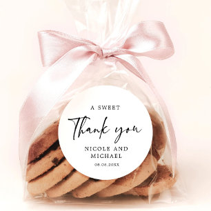 Thank You Modern Calligraphy Favour Classic Round Sticker