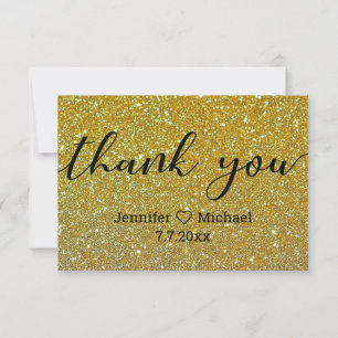Thank you,modern calligraphy gold glitters wedding card