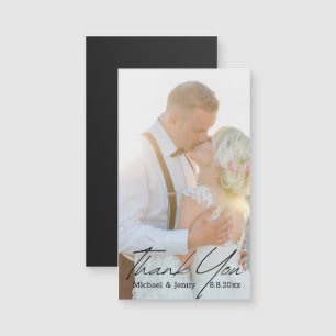 thank you modern calligraphy wedding photo magnet