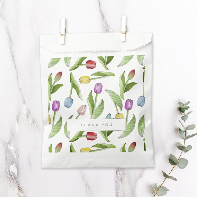 Thank You Modern Colourful Tulip Floral Favour Bags (Creator Uploaded)