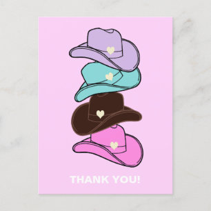 Thank You Modern Cowboy Hat Stack Pink  Postcard