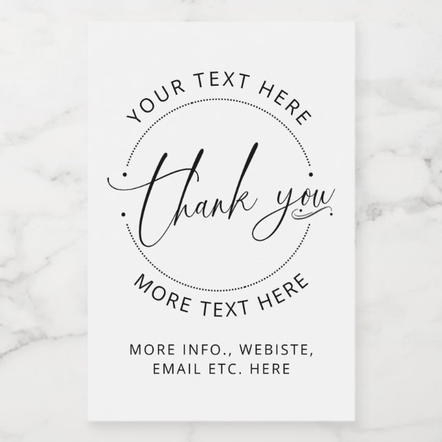 Thank you Modern Create Your Own Small Business  Food Label (Single Label)