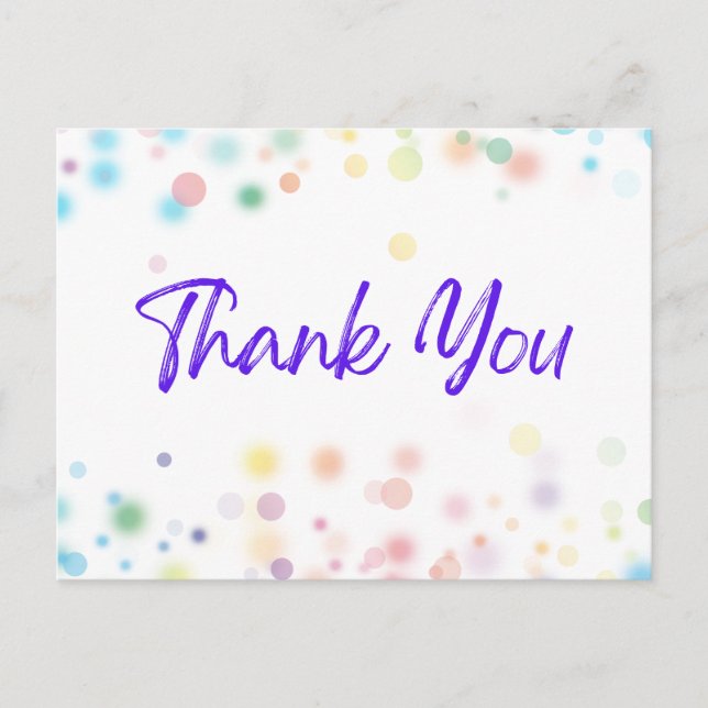 Thank You Modern Cute Bubbles Colourful  Postcard (Front)