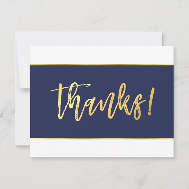 THANK YOU modern dark navy blue gold writing (Front)