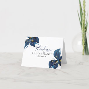 Thank You Modern Deep Indigo Blue and Gold Card