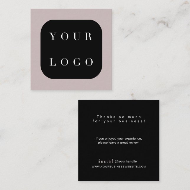 Thank You Modern Elegant Chic Logo Business Card (Front/Back)