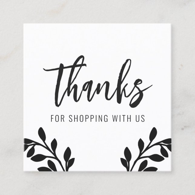 Thank You Modern Foliage Square Business Card (Front)