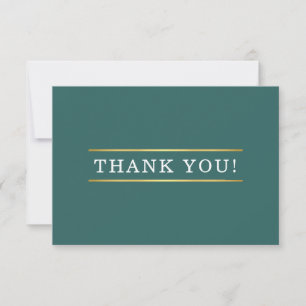 THANK YOU modern forrest green white gold detail Card