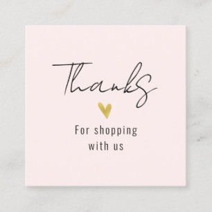 Thank You Modern Gold Heart Square Business Card