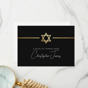THANK YOU modern gold jewish star black white