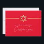 THANK YOU modern gold jewish star bright red Card<br><div class="desc">[ NOTE - THE GOLD EFFECT IS A PRINTED PICTURE ] A modern, simple design for THANK YOU CARD Setup as a template it is simple for you to add your own details, or hit the ize button and you can add or change text, fonts, customsizes, etc TIP: 1. To...</div>