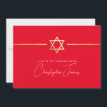 THANK YOU modern gold jewish star bright red Card<br><div class="desc">[ NOTE - THE GOLD EFFECT IS A PRINTED PICTURE ] A modern, simple design for THANK YOU CARD Setup as a template it is simple for you to add your own details, or hit the ize button and you can add or change text, fonts, customsizes, etc TIP: 1. To...</div>
