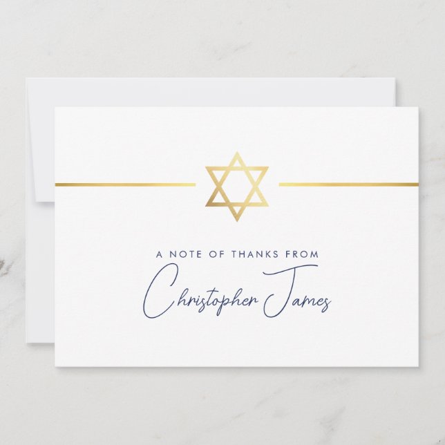 THANK YOU modern gold jewish star navy blue (Front)