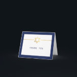 THANK YOU modern gold jewish star navy Card<br><div class="desc">[ NOTE - THE GOLD EFFECT IS A PRINTED PICTURE ] A modern, simple design for THANK YOU CARD Setup as a template it is simple for you to add your own details, or hit the ize button and you can add or change text, fonts, customsizes, etc TIP: 1. To...</div>