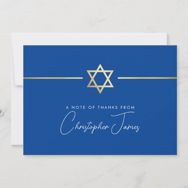 THANK YOU modern gold jewish star royal blue (Front)