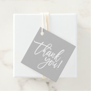 THANK YOU modern hand lettered white type grey Favour Tags