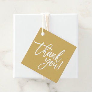THANK YOU modern hand lettered white type old gold Favour Tags