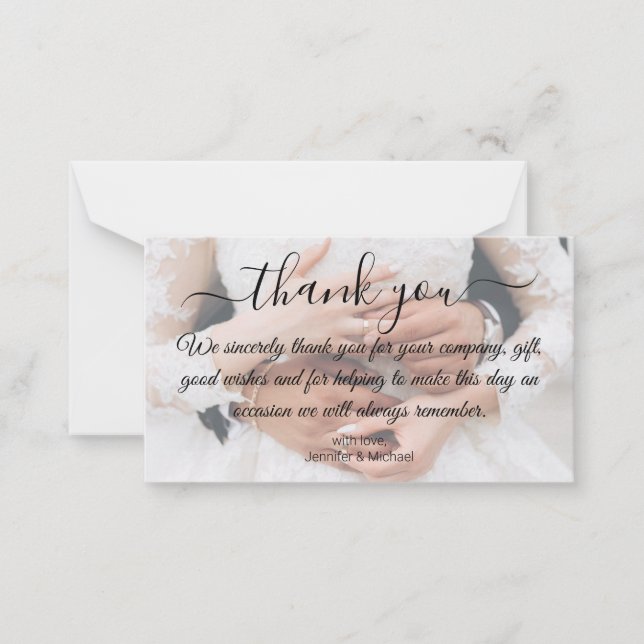 thank you modern handwriting wedding photography card (Front)