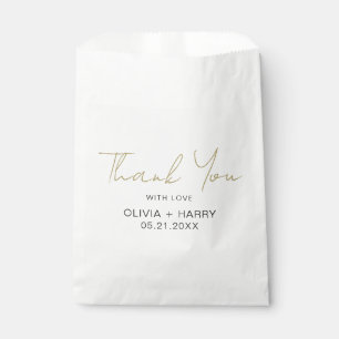 Thank You Modern Handwriting White Wedding  Favour Bags