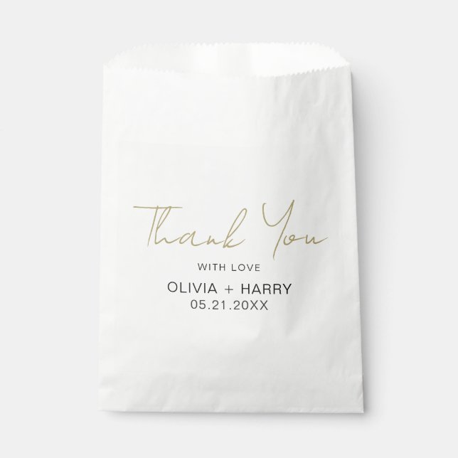Thank You Modern Handwriting White Wedding  Favour Bags (Front)