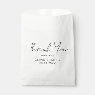 Thank You Modern Handwriting White Wedding Favour Bags