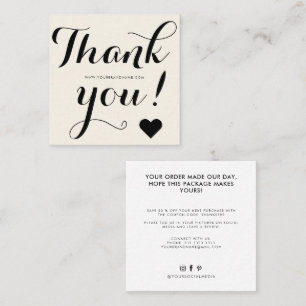 Thank you modern ivory black square business card